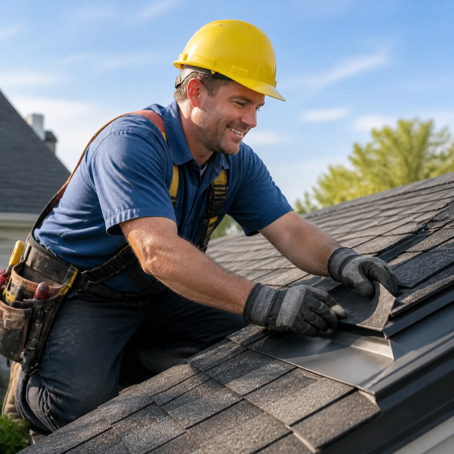 Roofing crew at work in Calgary
